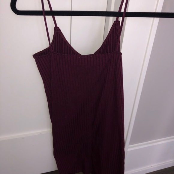 Wine, gold hardware lace up minidress - Picture 4 of 4